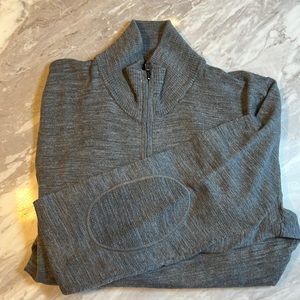 Gap Merino Wool Quarter Zip Sweater with elbow patch detail - Large